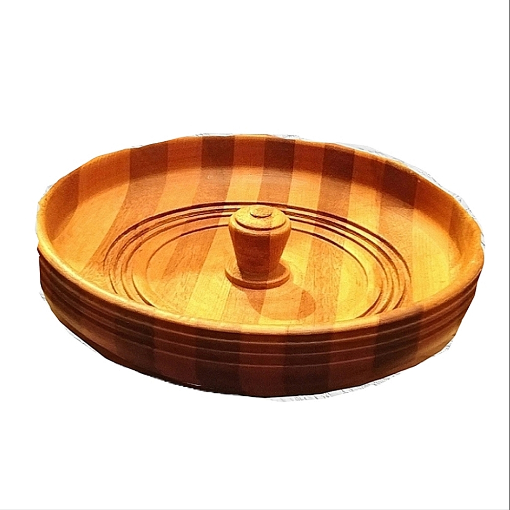 Vintage Wooden Walnut Bowl with HMQ Cracker and Pick